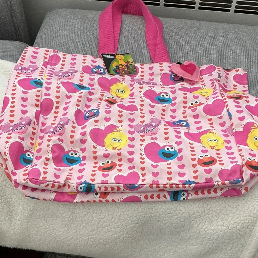 Sesame Street Pink Heart Tote with Characters - Picture 3 of 3